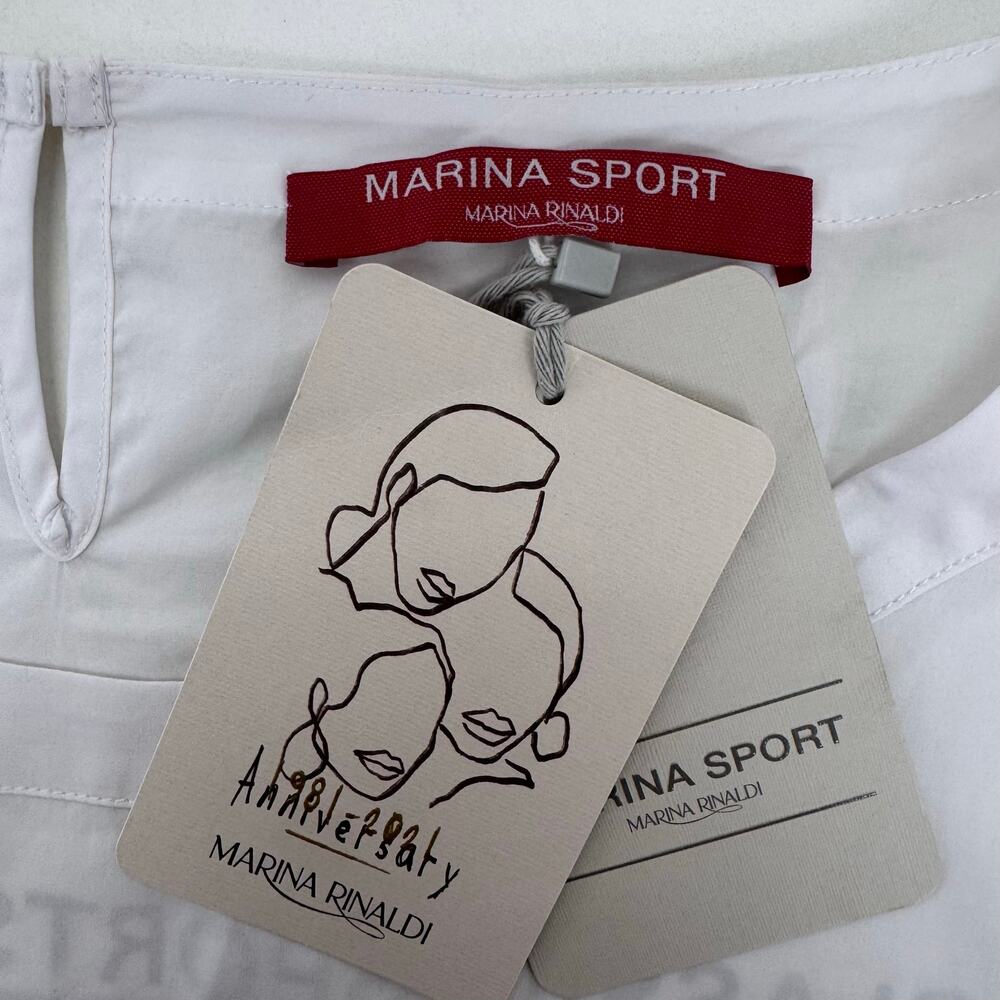 NWT Marina Rinaldi Hi Low White Cotton T-Shirt US 20 Minimalist Sporty Old Money - Picture 8 of 10